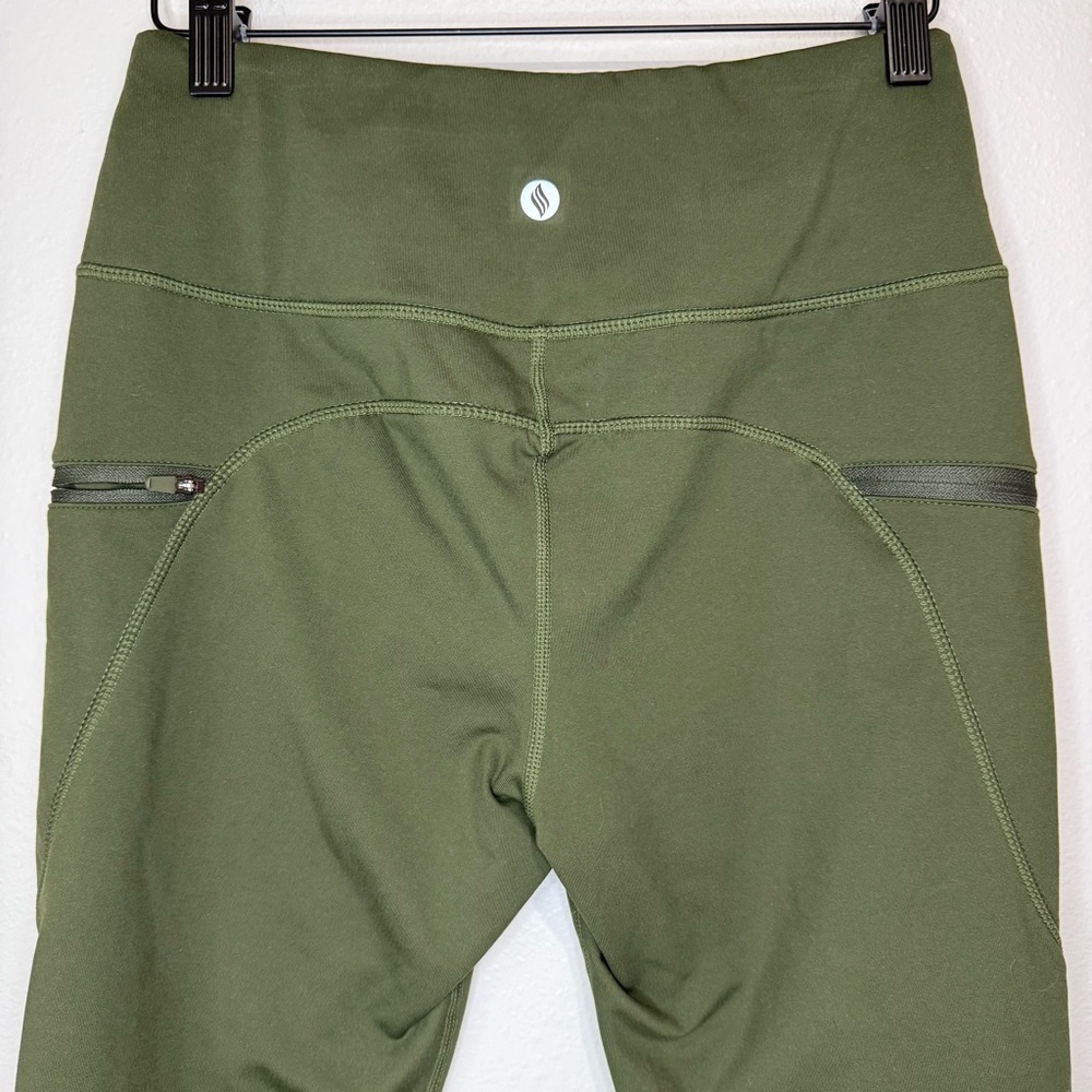 Santini Women’s Olive Green High-Rise Leggings | Size Small | Zipper Pockets